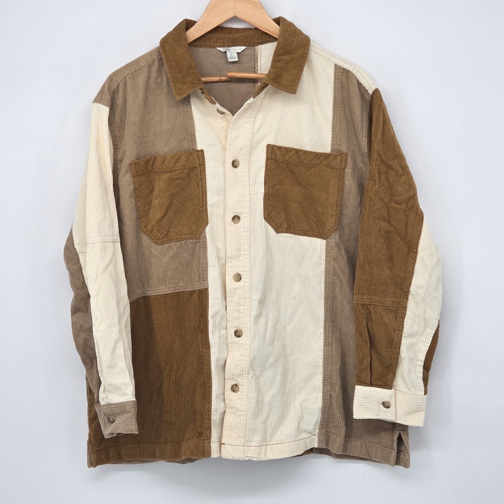 Cato Colorblock Corduroy Shacket Shirt Jacket L (Rare Men's Button Error) EUC